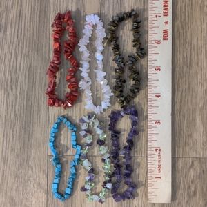 Gemstone Bead Bracelets Set of 6